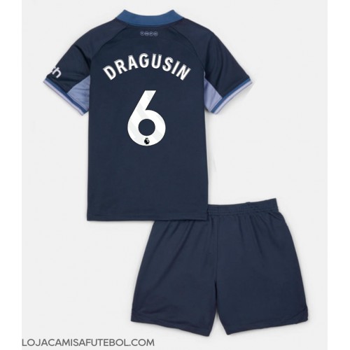 Camisa de Futebol Tottenham Hotspur Radu Dragusin #6 Equipamento Secundário Infantil 2023-24 Manga Curta (+ Calças curtas)